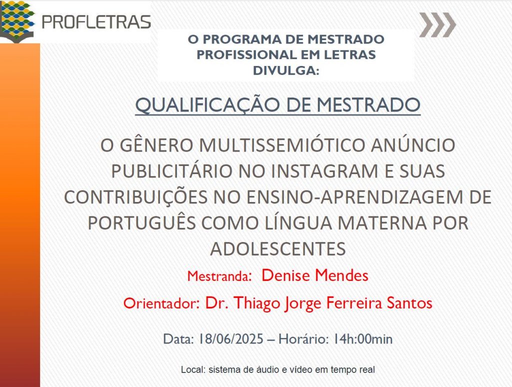 Divulgação de Exame de Qualificação – Denise Mendes